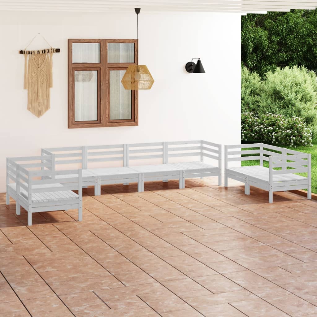 vidaXL Juego de muebles de jardín 8 piezas madera maciza pino blanco