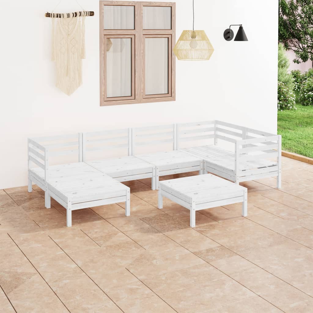 vidaXL Juego de muebles de jardín 7 piezas madera maciza pino blanco