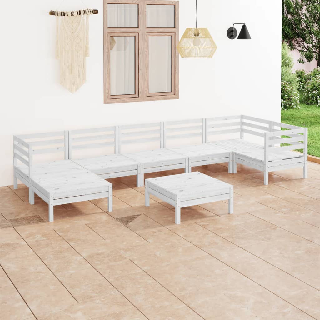 vidaXL Juego de muebles de jardín 8 piezas madera maciza pino blanco