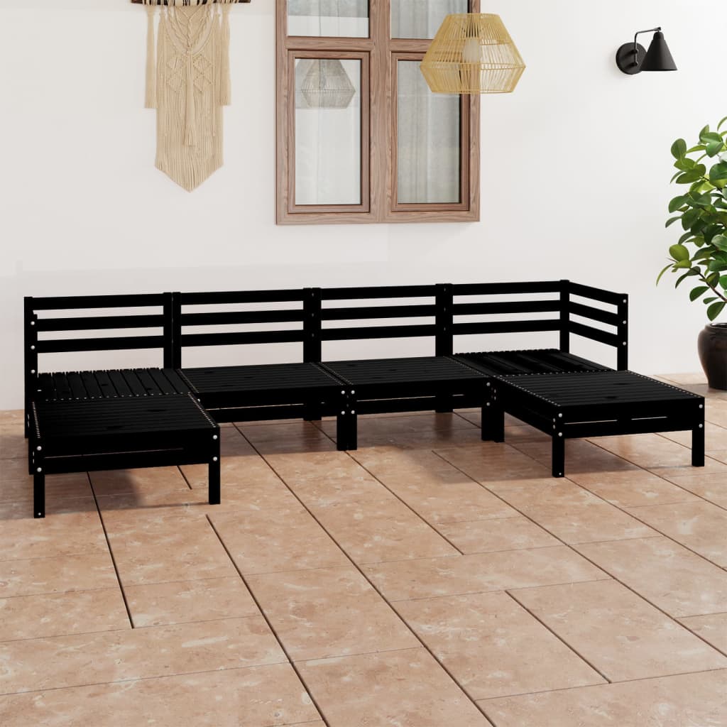 vidaXL Juego de muebles de jardín 9 piezas negro madera pino maciza