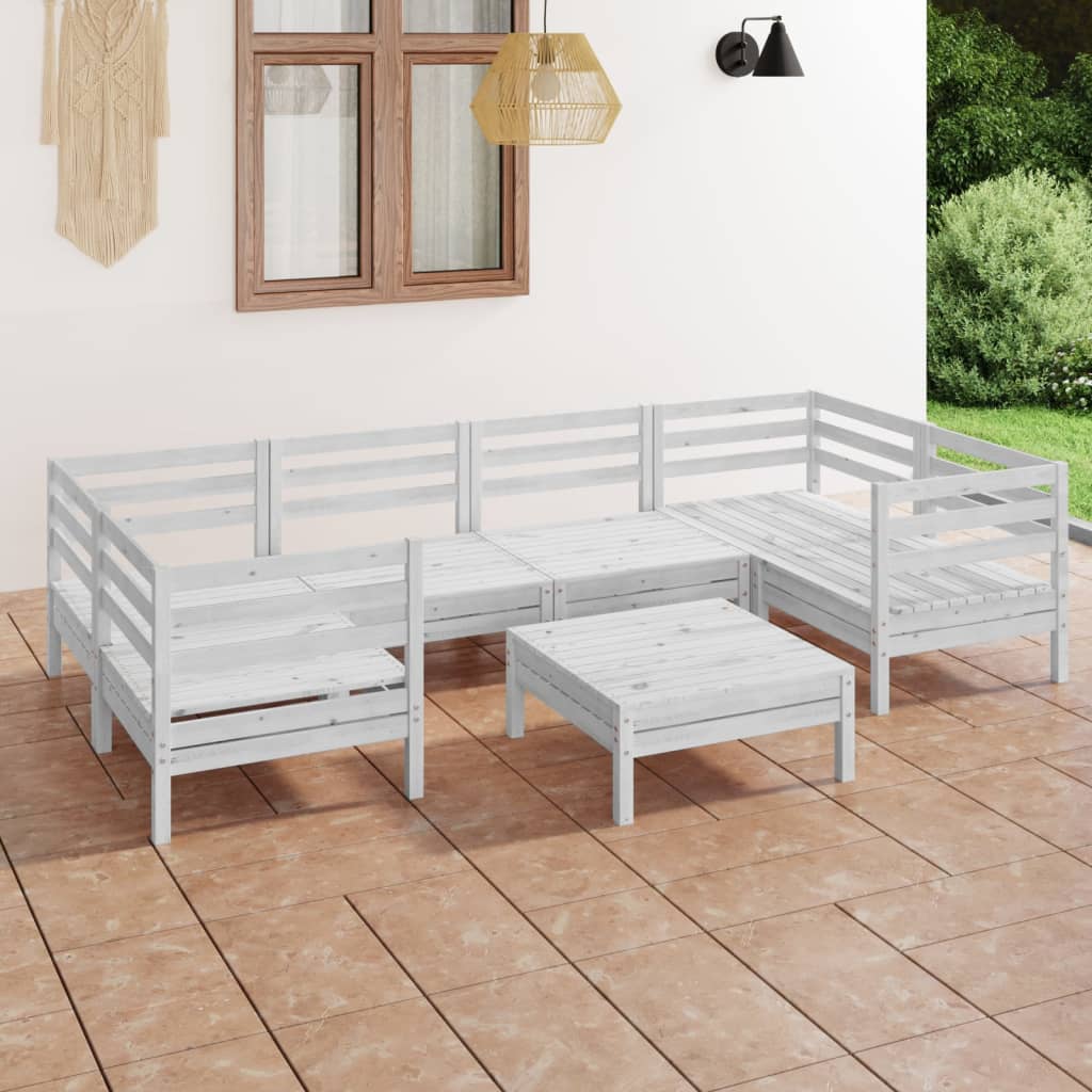 vidaXL Juego de muebles de jardín 7 pzas madera maciza de pino blanco