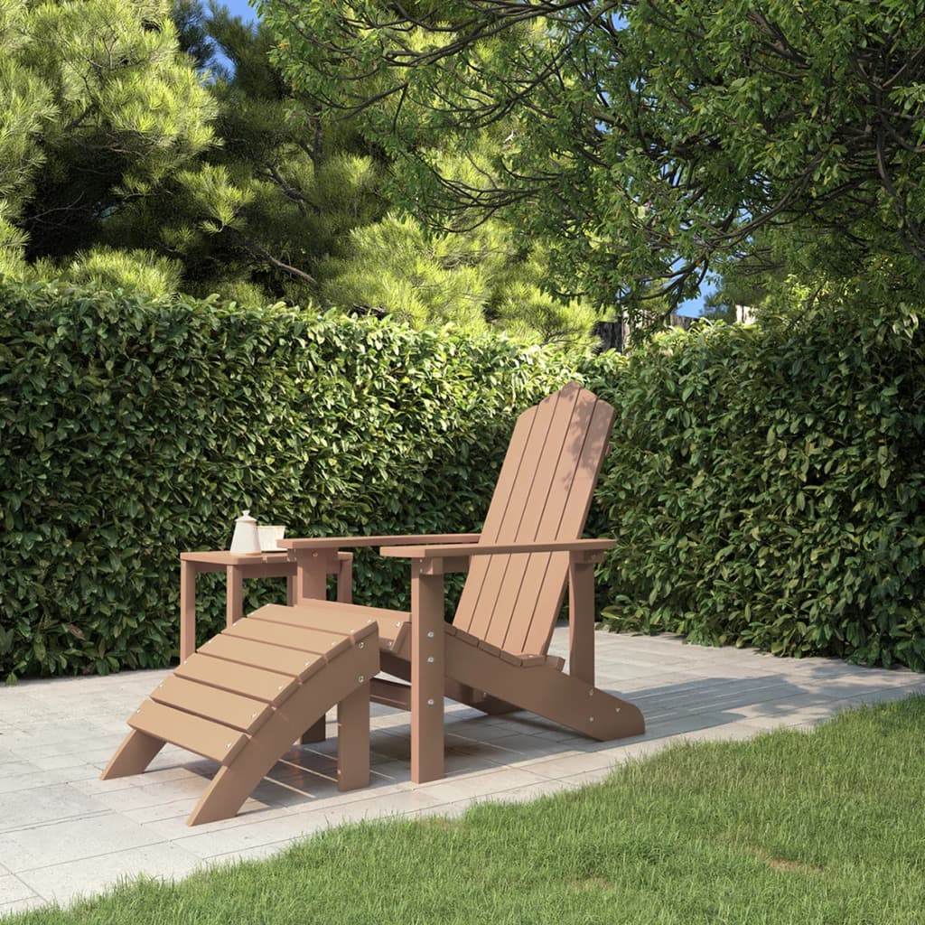 vidaXL Silla de jardín Adirondack con reposapiés HDPE marrón