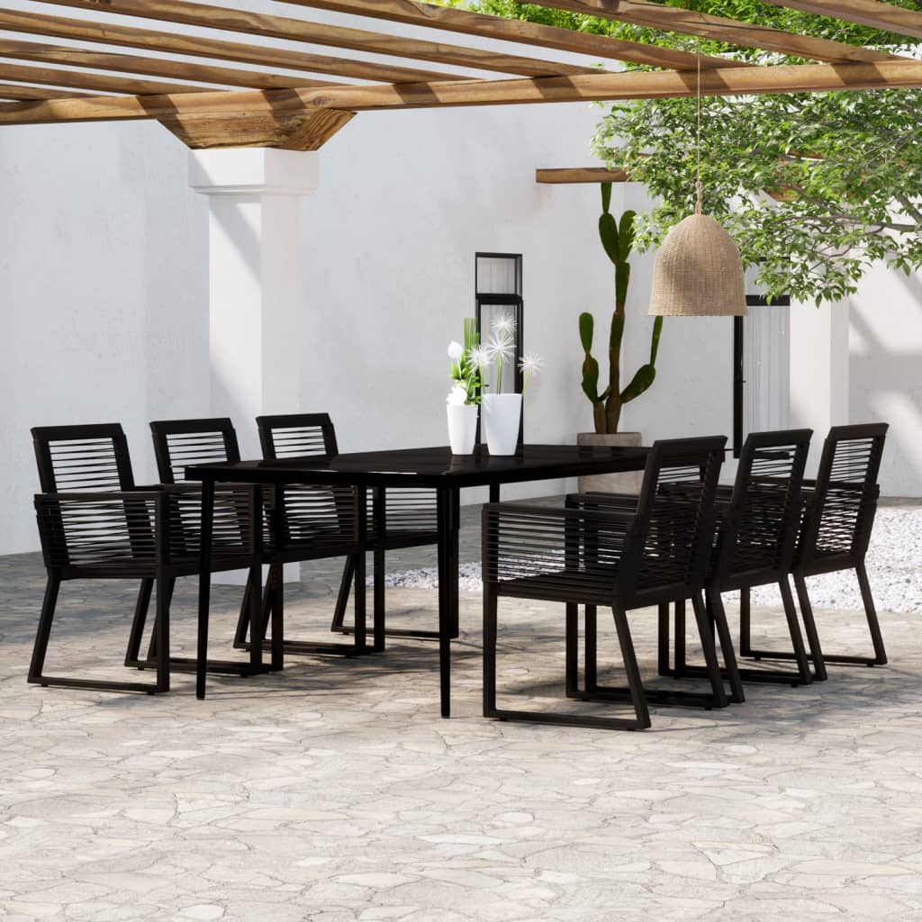 vidaXL Juego de comedor de jardín 7 piezas negro