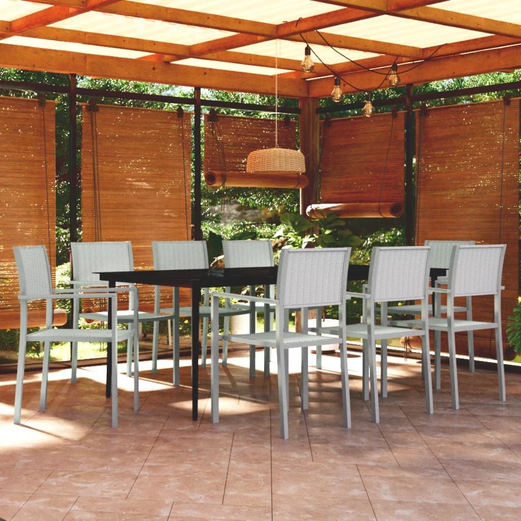 vidaXL Juego de comedor para jardín 9 piezas blanco