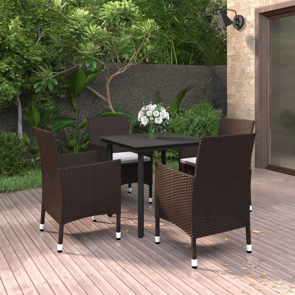 vidaXL Set comedor de jardín 5 pzas y cojines ratán sintético y vidrio