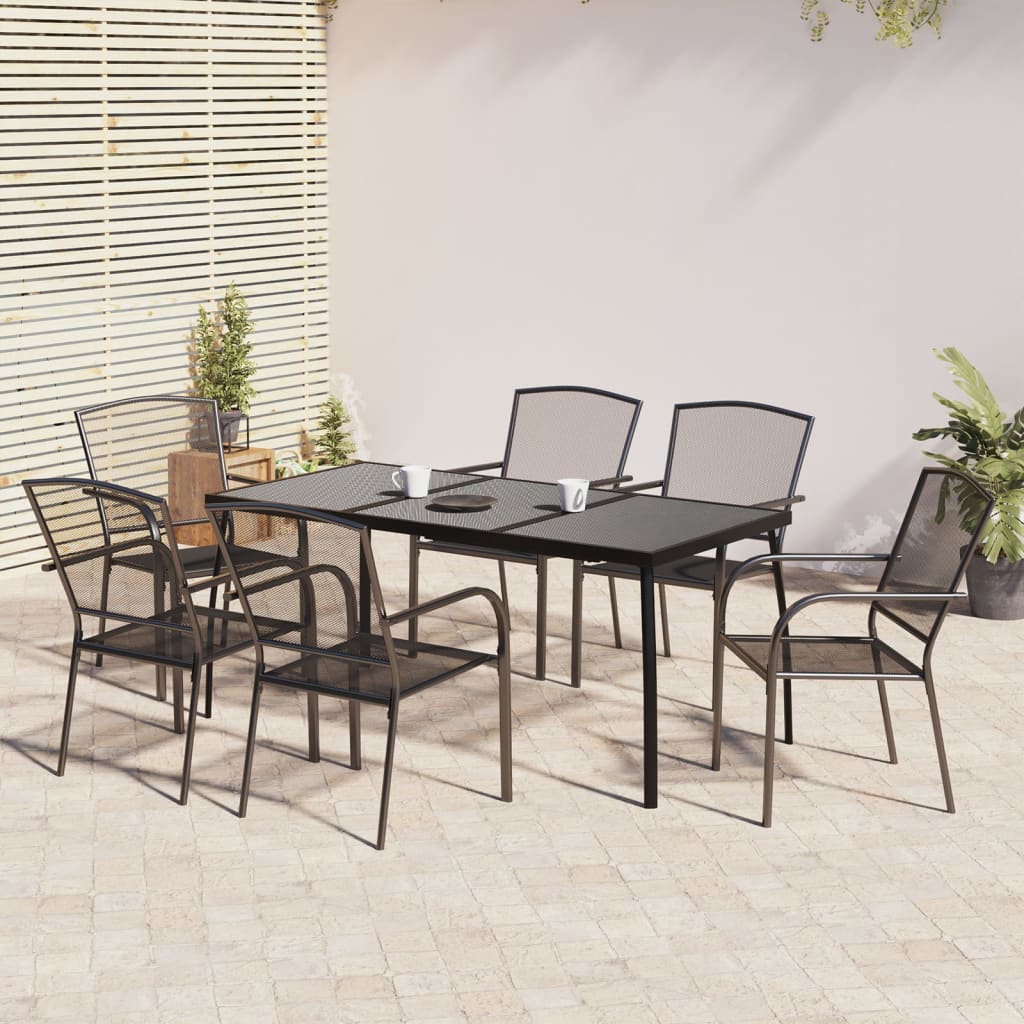 vidaXL Juego de comedor de jardín 7 piezas acero gris antracita