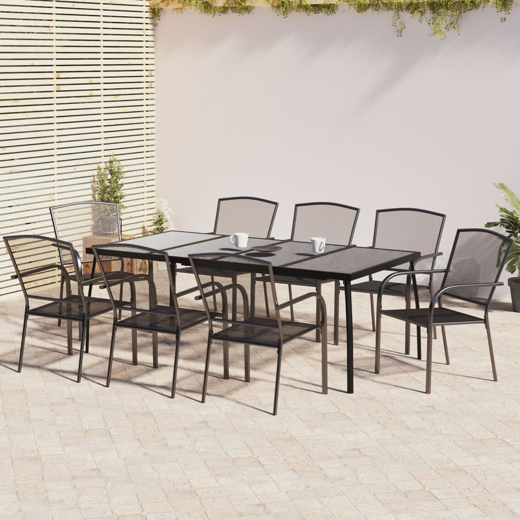 vidaXL Juego de comedor de jardín 9 piezas acero gris antracita