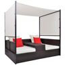 vidaXL Cama de jardín con toldo ratán sintético marrón 190x130 cm