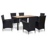 vidaXL Set comedor de jardín 7 piezas y cojines ratán sintético negro