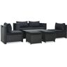 vidaXL Set muebles de jardín 6 piezas y cojines ratán sintético negro