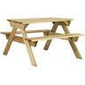 vidaXL Mesa de picnic con bancos 110x123x73 cm madera pino impregnada