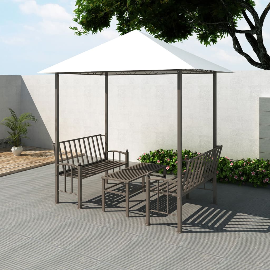 vidaXL Pérgola de jardín con mesa y bancos 2,5x1,5x2,4 m