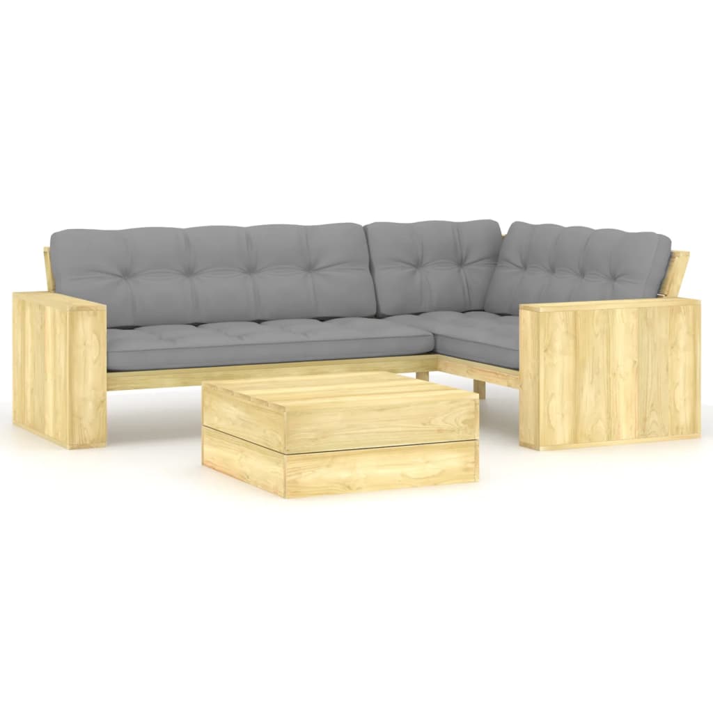 vidaXL Set de sofás jardín 2 piezas con cojines madera pino impregnada