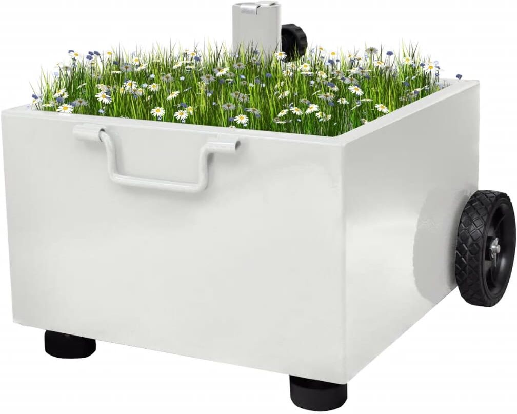 vidaXL Base de sombrilla de exterior con macetero blanco vidaXL Base de sombrilla de exterior con macetero blanco