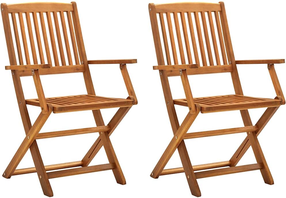 vidaXL Sillas de jardín plegables 2 unidades madera maciza de acacia vidaXL Sillas de jardín plegables 2 unidades madera maciza de acacia