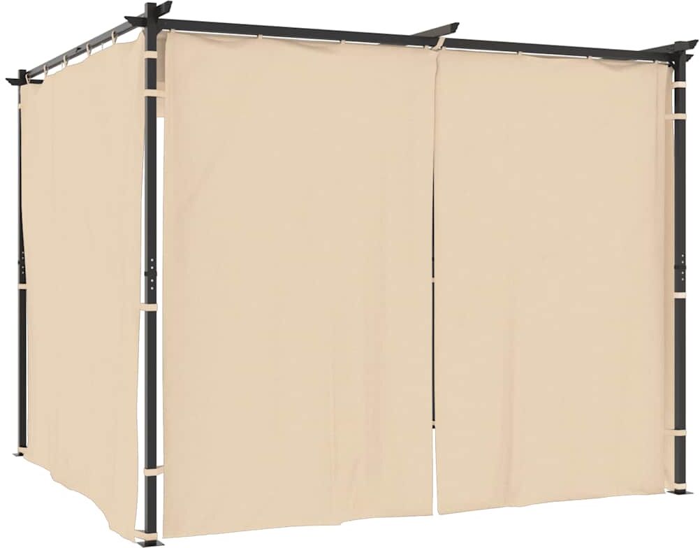 vidaXL Cenador con cortinas acero color crema 3x3 m vidaXL Cenador con cortinas acero color crema 3x3 m