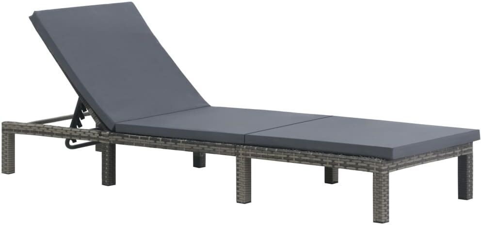 vidaXL Tumbona con cojín ratán sintético gris antracita vidaXL Tumbona con cojín ratán sintético gris antracita