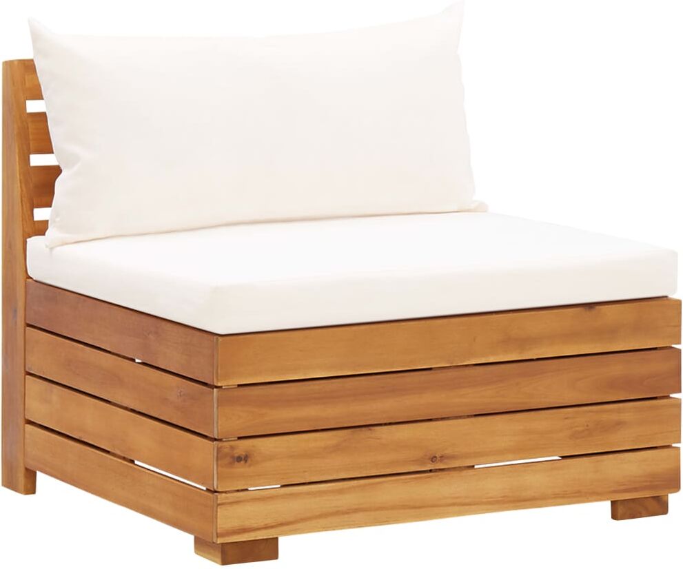 vidaXL Sofá seccional central 1 pza con cojines madera maciza acacia vidaXL Sofá seccional central 1 pza con cojines madera maciza acacia