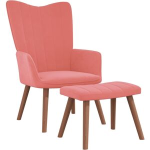 vidaXL Sillón de relax con taburete terciopelo rosa