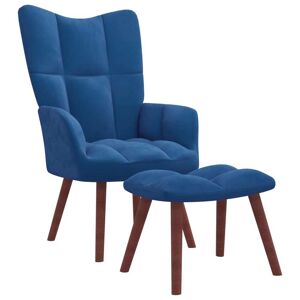 vidaXL Sillón de relax con taburete terciopelo azul