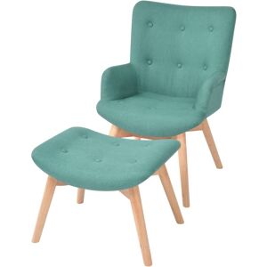 vidaXL Sillón con taburete reposapiés de tela verde