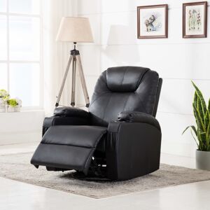 vidaXL Sillón de masaje mecedora de cuero sintético negro