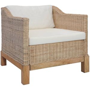 vidaXL Sillón con cojines ratán natural