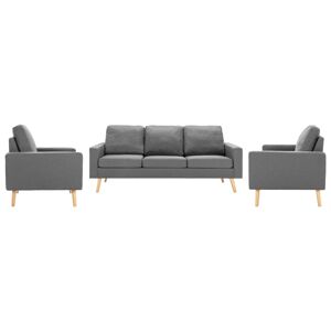 vidaXL Conjunto de sofás de 3 piezas tela gris claro