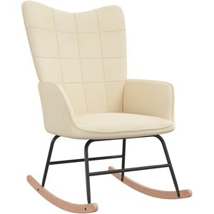 vidaXL Silla mecedora de tela color crema