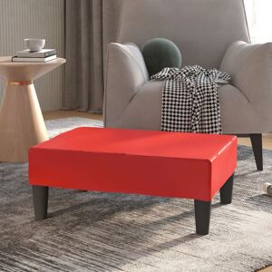 vidaXL Reposapiés de cuero sintético rojo 78x56x32 cm