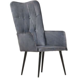 vidaXL Sillón orejero de cuero auténtico gris canela