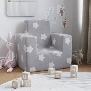 vidaXL Sofá para niños felpa suave gris claro con estrellas