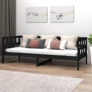 vidaXL Sofá cama madera maciza de pino negro 80x200 cm