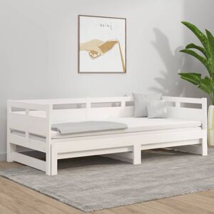 vidaXL Sofá cama extraíble madera maciza de pino blanco 2x(90x190) cm