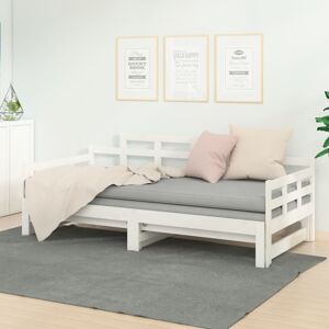 vidaXL Sofá cama extraíble madera maciza de pino blanco 2x(90x200) cm