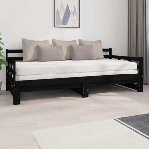 vidaXL Sofá cama extraíble madera maciza de pino negro 2x(90x200) cm