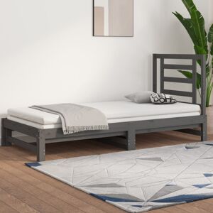 vidaXL Sofá cama extraíble madera maciza de pino gris 2x(90x200) cm