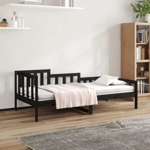 vidaXL Sofá cama de madera maciza de pino negro 80x200 cm