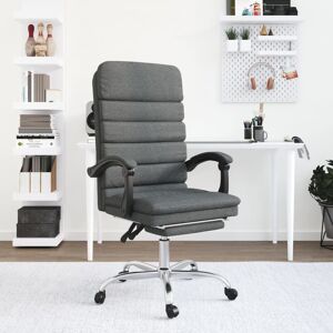 vidaXL Silla de oficina reclinable con masaje de tela gris oscuro