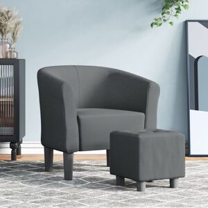 vidaXL Sillón con taburete tela gris oscuro