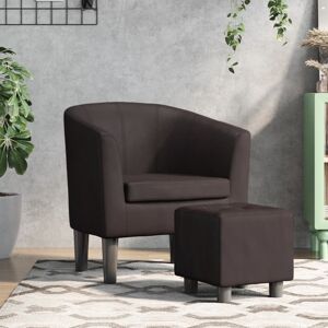 vidaXL Sillón con taburete cuero sintético marrón