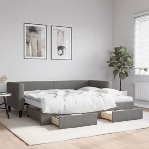 vidaXL Sofá cama nido con cajones tela gris oscuro 80x200 cm