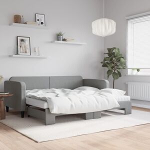 vidaXL Sofá cama nido con colchón tela gris claro 90x200 cm