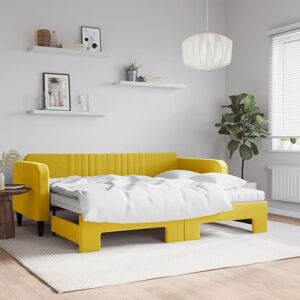 vidaXL Sofá cama nido con colchón terciopelo amarillo 90x200 cm