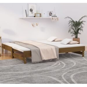 vidaXL Sofá cama extraíble madera maciza de pino marrón 2x(100x200) cm