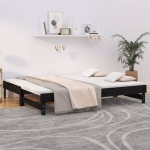 vidaXL Sofá cama extraíble madera maciza de pino negro 2x(80x200) cm