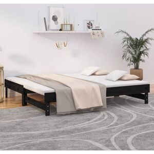 vidaXL Sofá cama extraíble madera maciza de pino negro 2x(90x190) cm