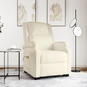 vidaXL Sillón de masaje elevable cuero sintético crema