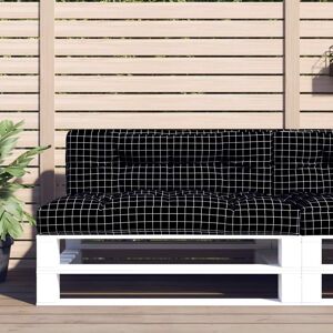 vidaXL Cojín sofá de palets tela a cuadros negro 120x40x12 cm