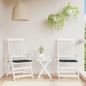 vidaXL Cojines de silla de jardín 2 uds tela a cuadros negro 40x40x3cm